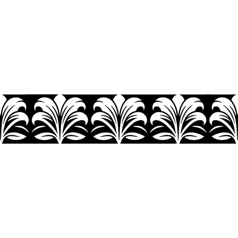 Elegant Floral Border in Black and White, - Ornament vector