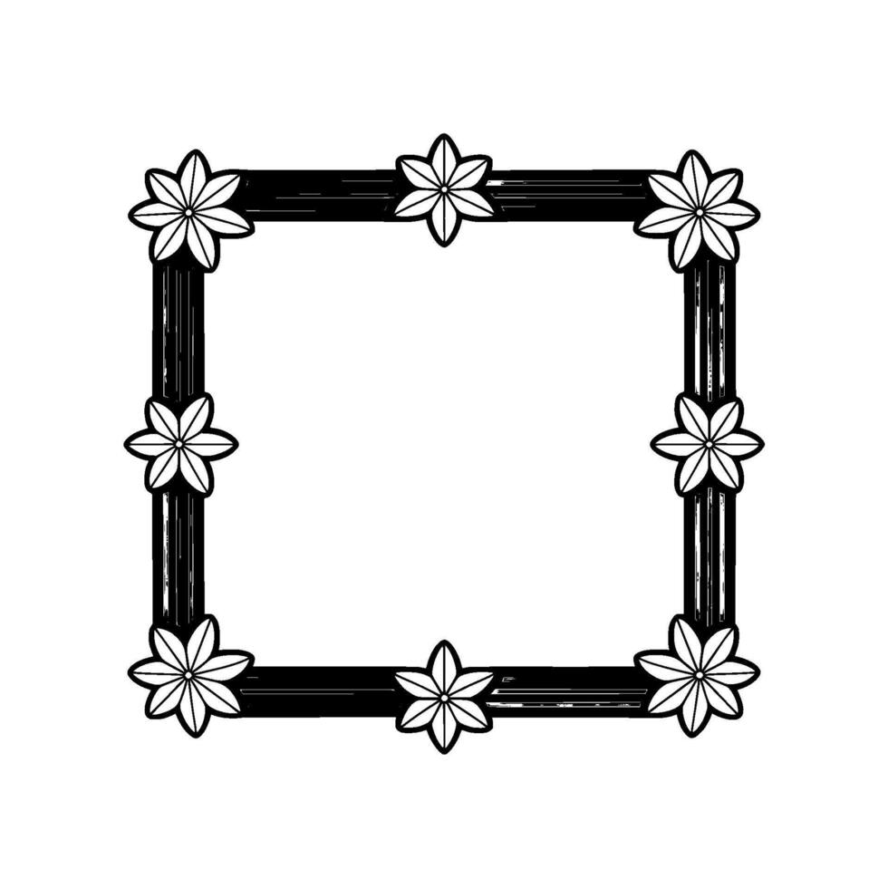 Elegant Floral Frame Minimalist Black and White - Flowers vector