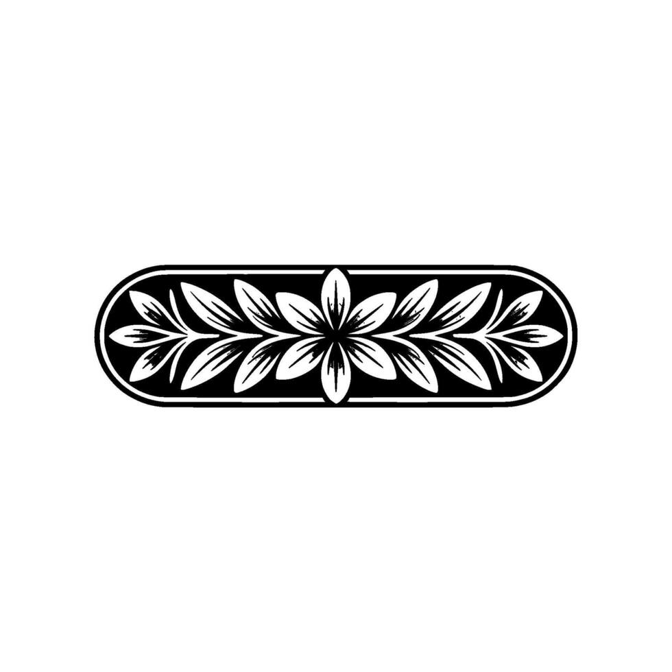 Floral Ornament Elegant Black White Element vector