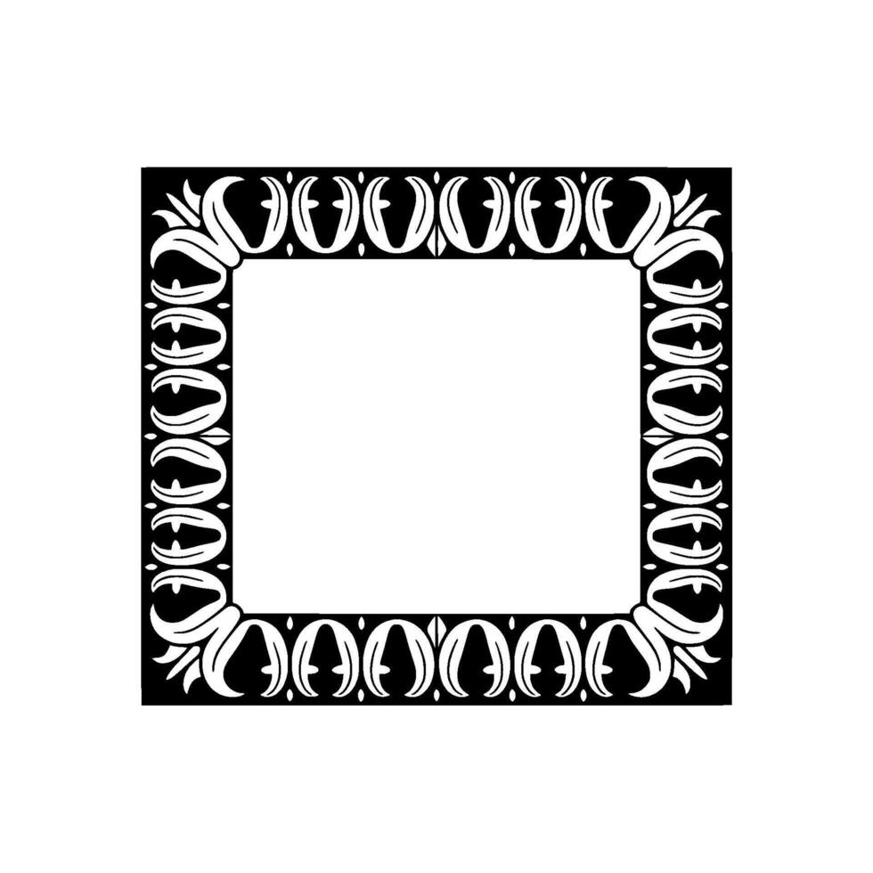 Ornate Black and White Square Frame with Golden Accents, Decorative Border vector