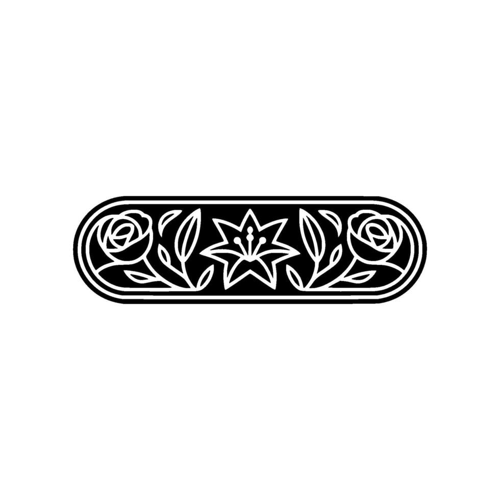 Elegant Floral Border in Black and White, Illustration 1 vector