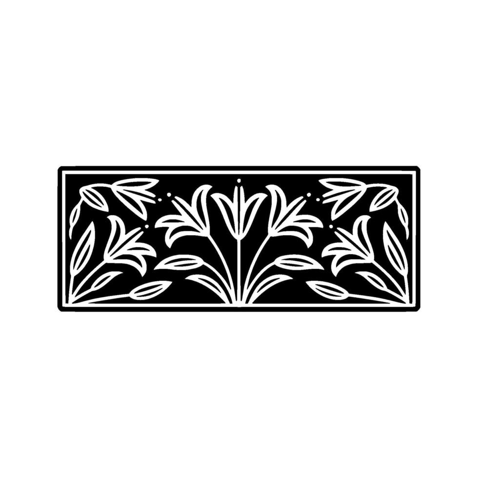 Elegant Floral Black White Botanical Border vector