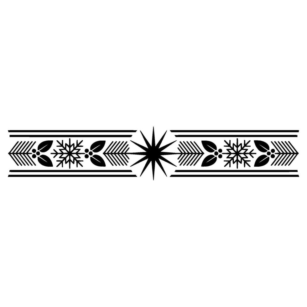 Festive Black and White Border with Star and Snowflakes vector