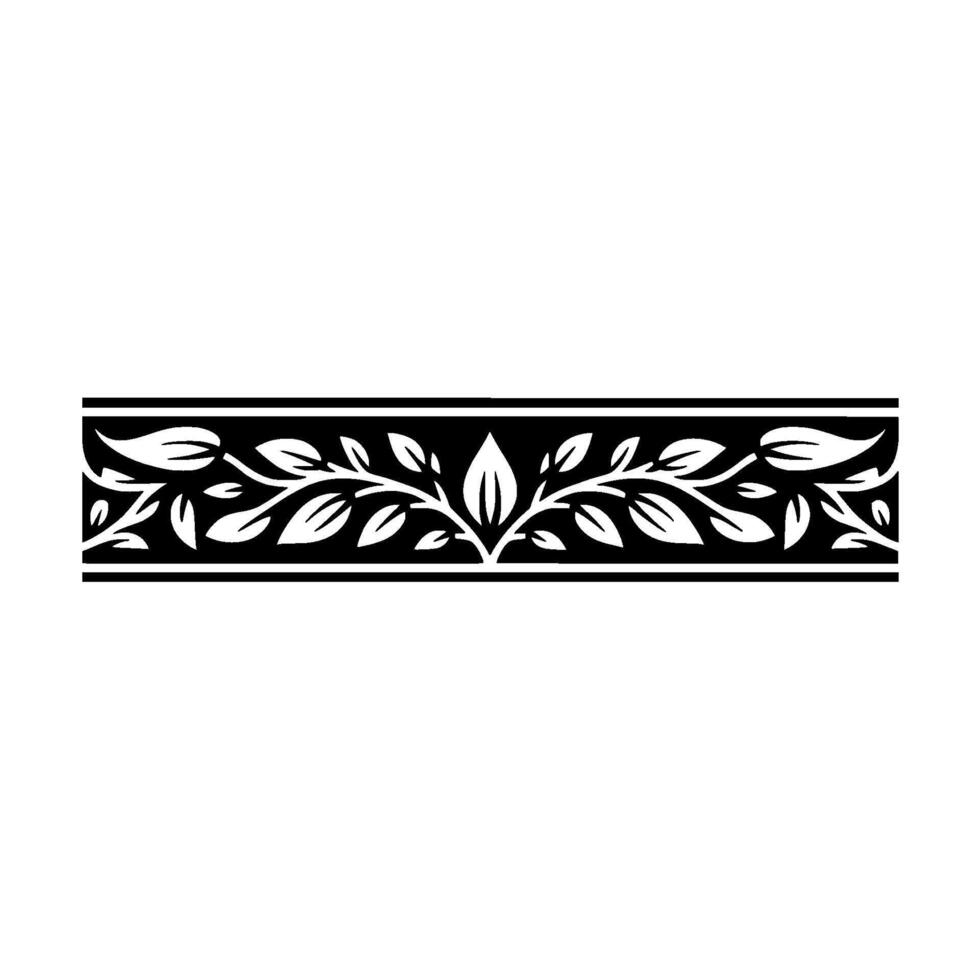 Elegant Black and White Leaf Border 1 vector
