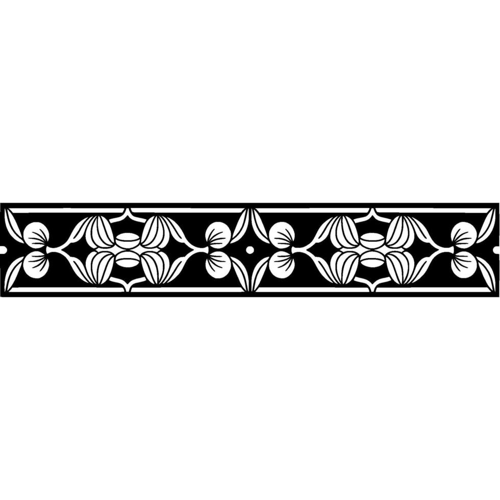 Ornate Black and White Floral Border - Pattern vector