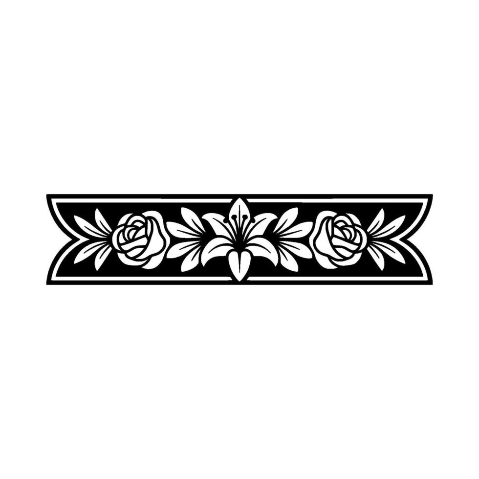 Elegant Black White Floral Border 8 vector