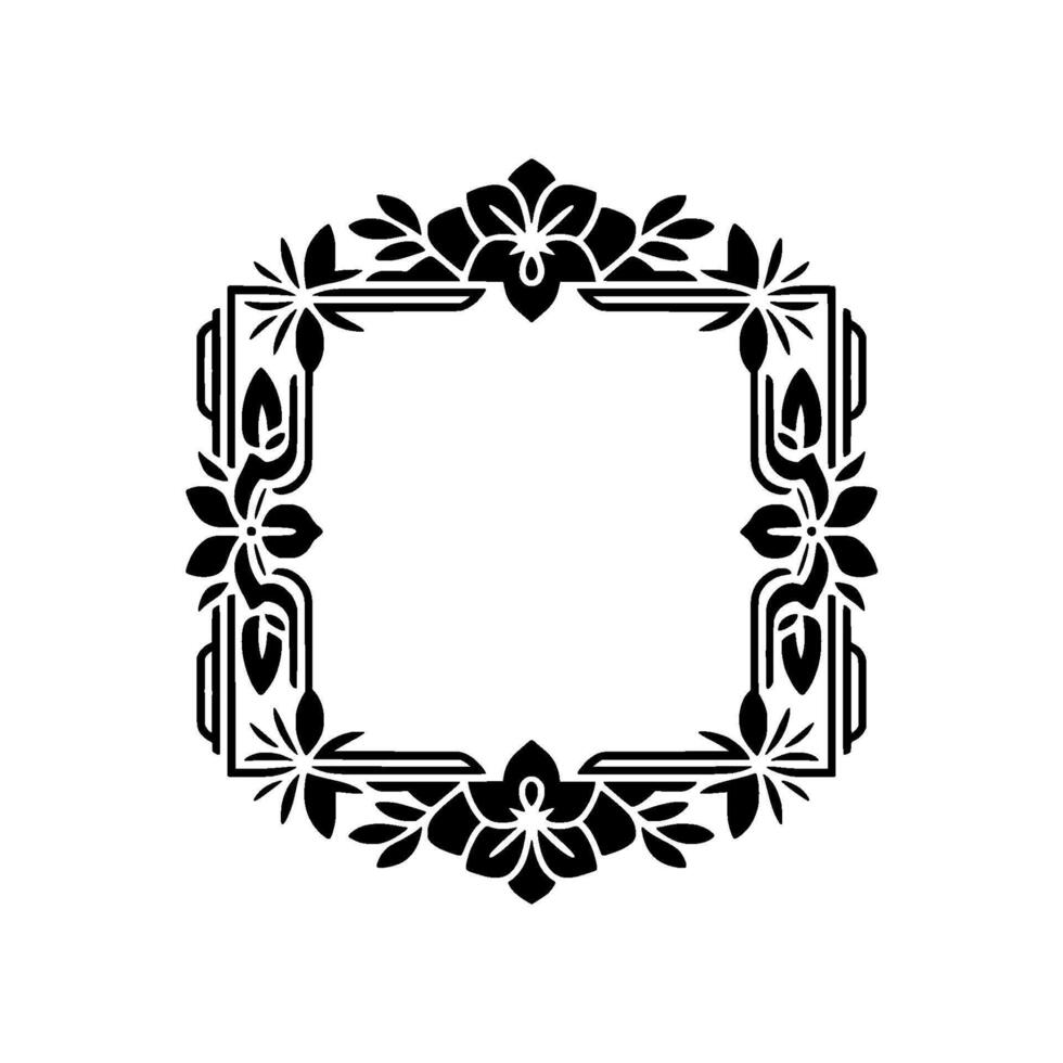 Elegant Floral Frame in Black White vector
