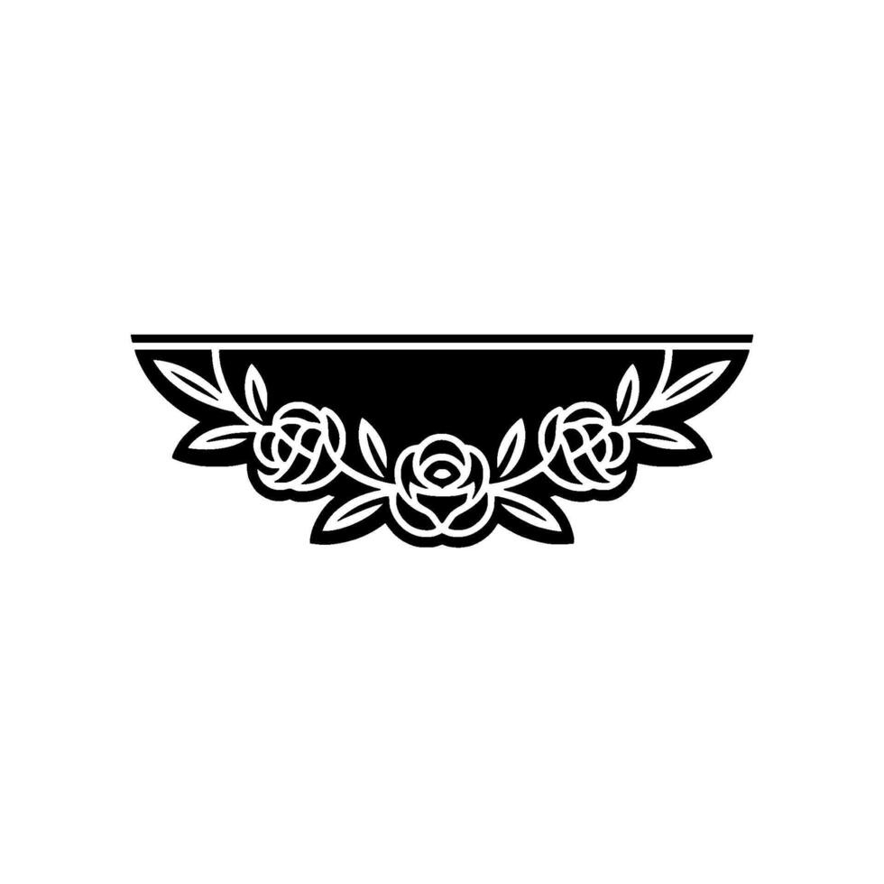 Elegant Black Rose Floral Border Element, Minimalist vector