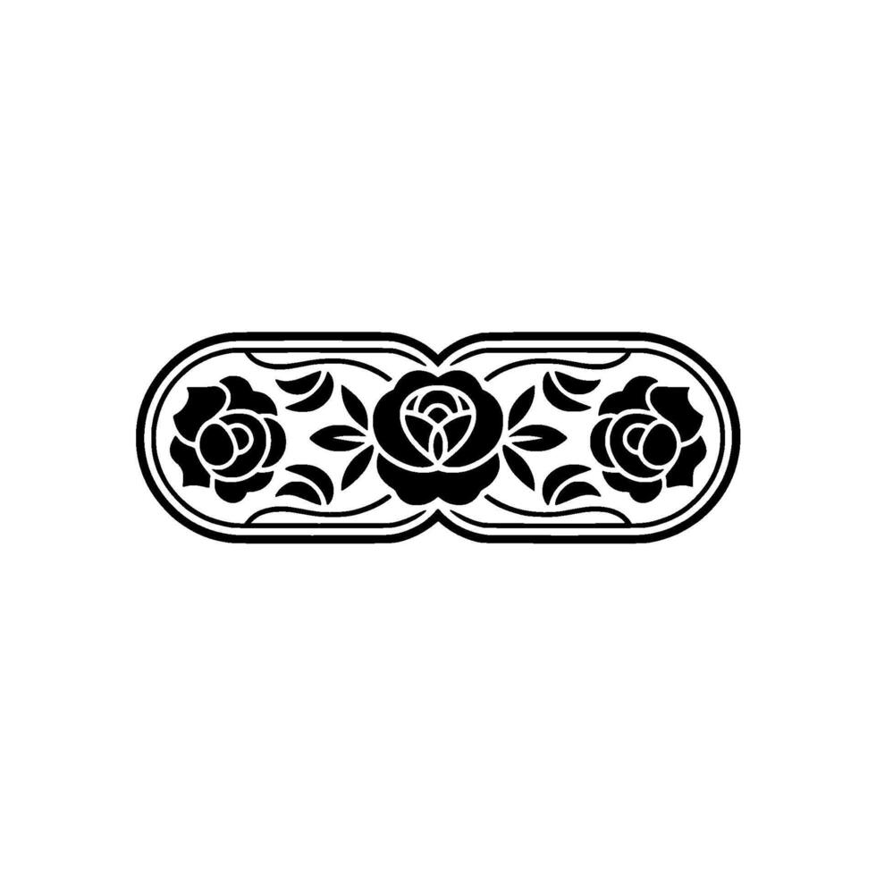 Elegant Floral Border, Black Roses and Leaves, vector