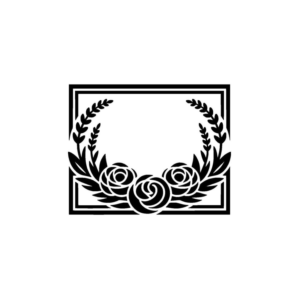 Elegant Black White Floral Frame Minimalist Rose vector