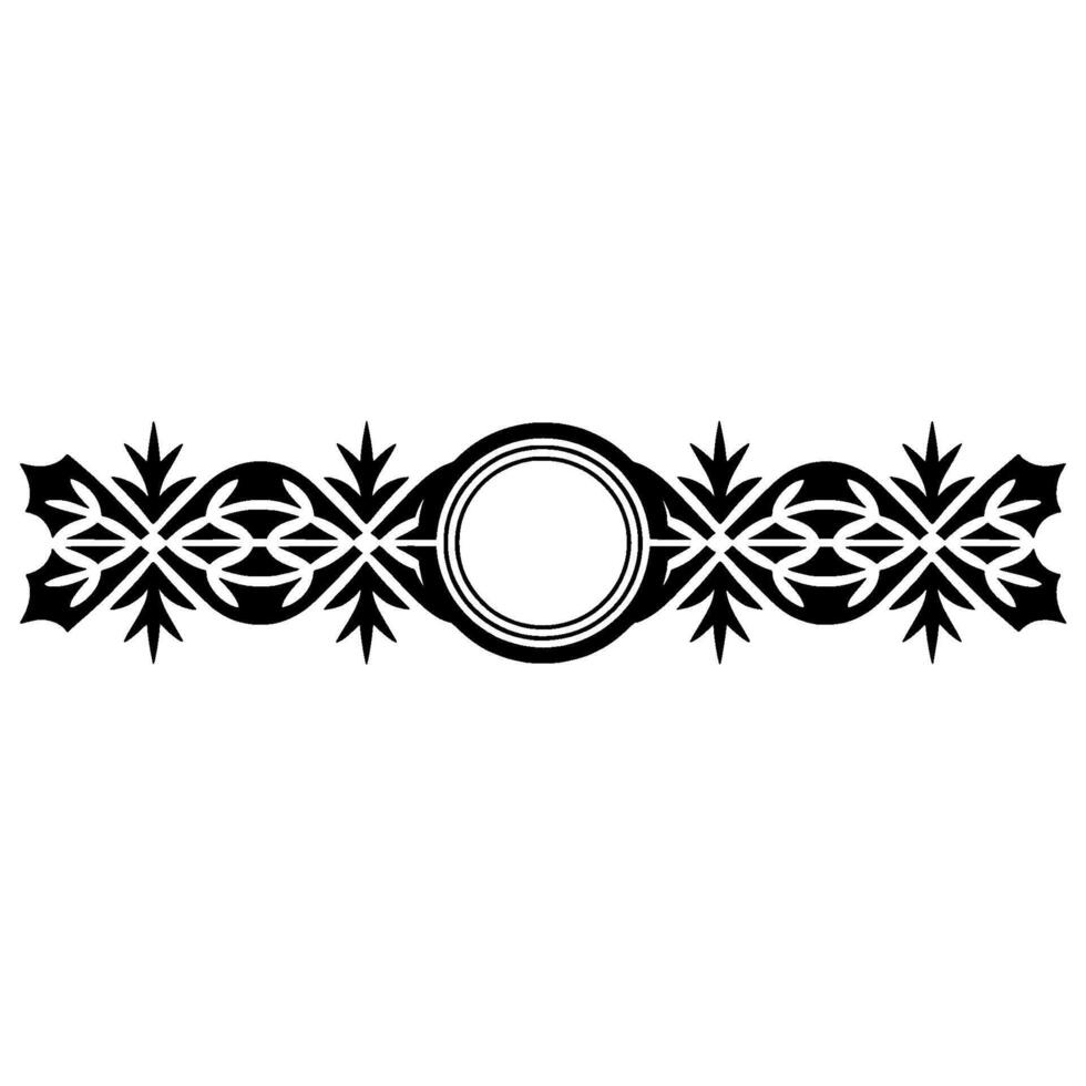 Ornate Black White Border with Center Circle vector