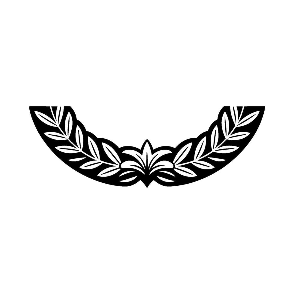 Elegant Black Laurel Wreath Element on Light Backdrop vector