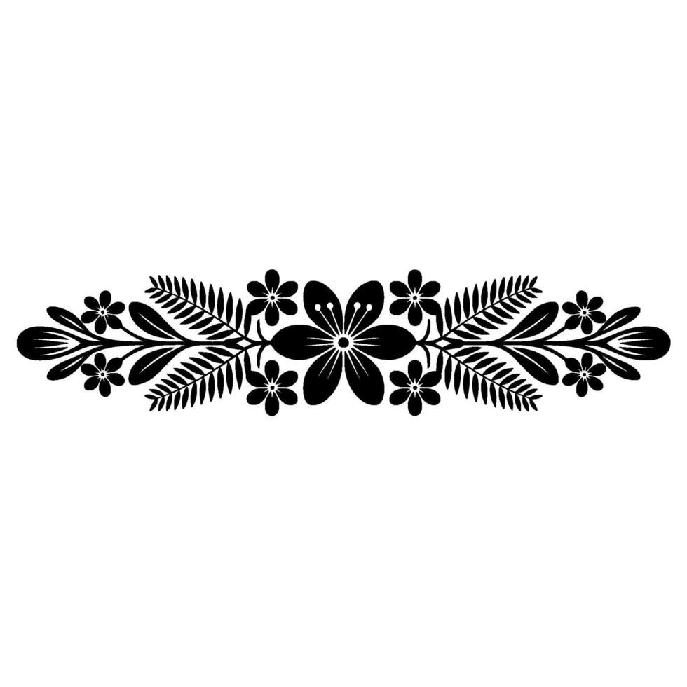 Elegant Floral Border Ornament in Black and White - Decorative vector