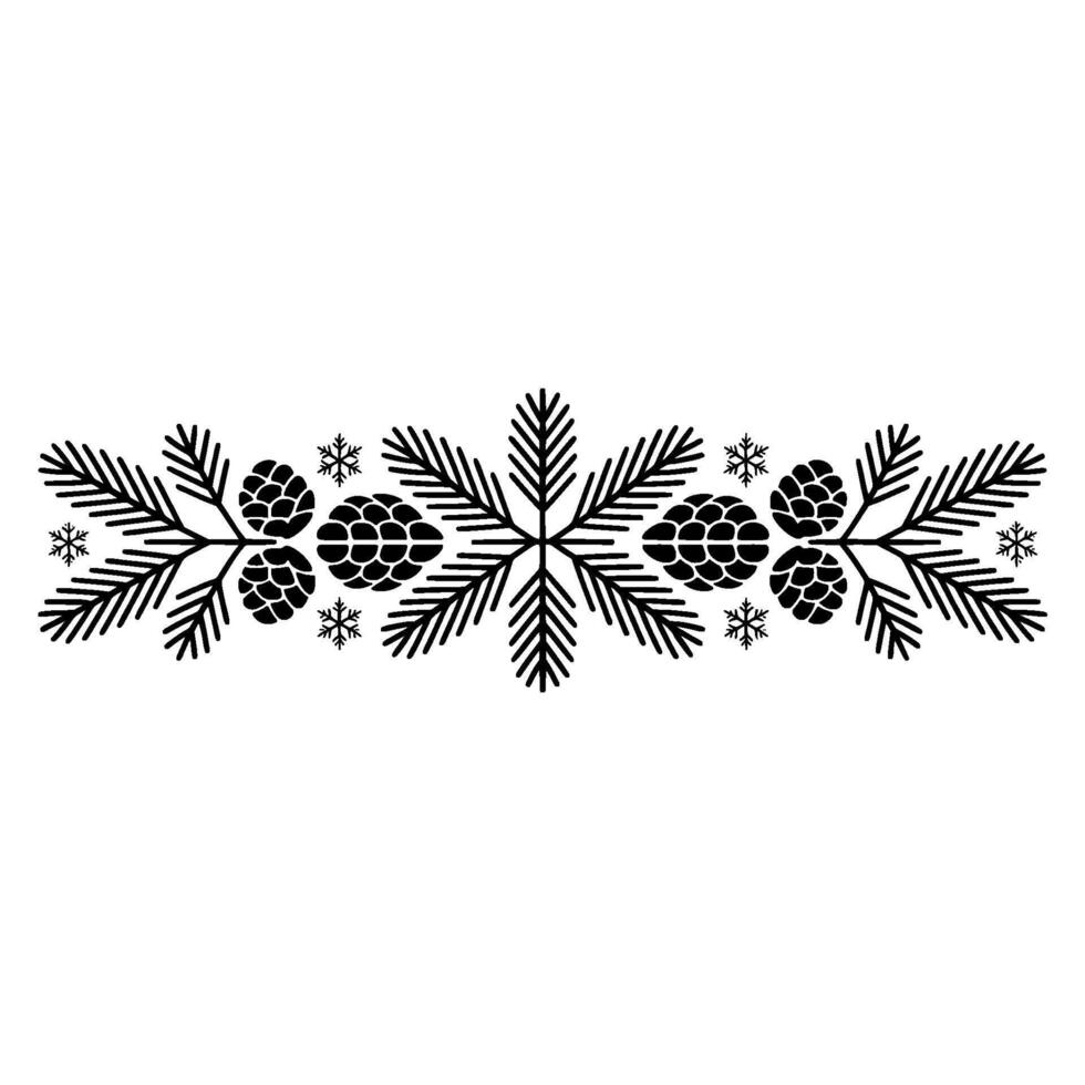 Minimalist Winter Garland Pine Cones Snowflakes vector