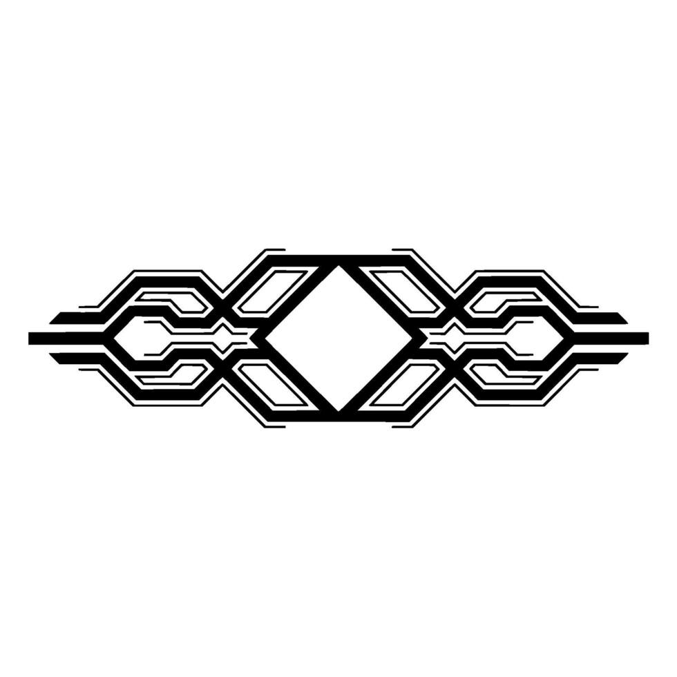 Geometric Tech Ornament Abstract Black Lines on White vector