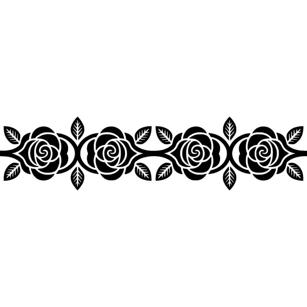 Elegant Black Rose Border on White Backdrop vector