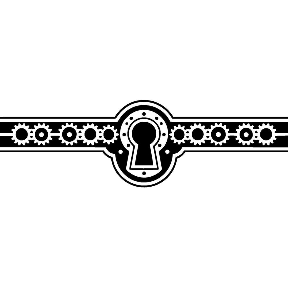 Mechanical Keyhole Modern Geometric, Black and White Illustration vector