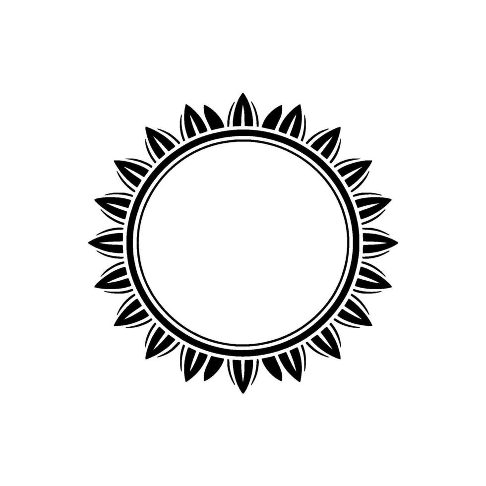 Elegant Sunflower Emblem Black and White Circle Frame vector