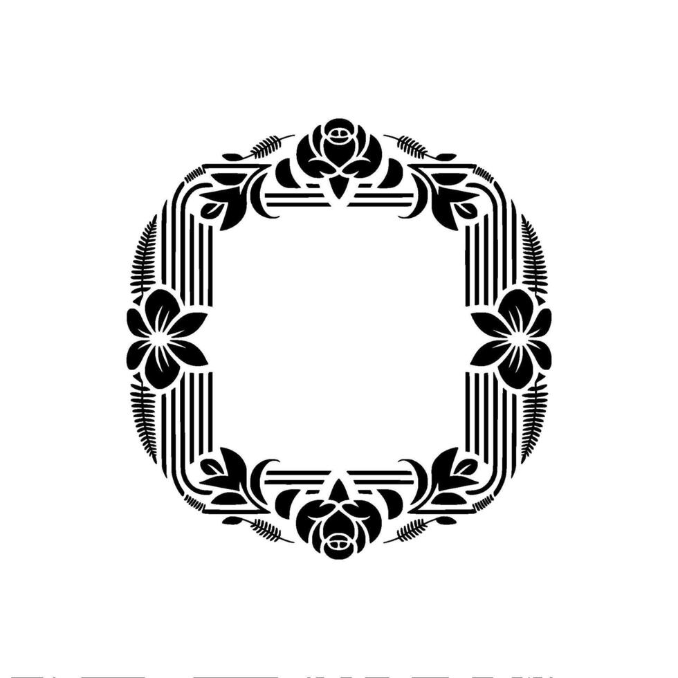 Elegant Floral Frame Black White Vintage for Invitations Logos vector