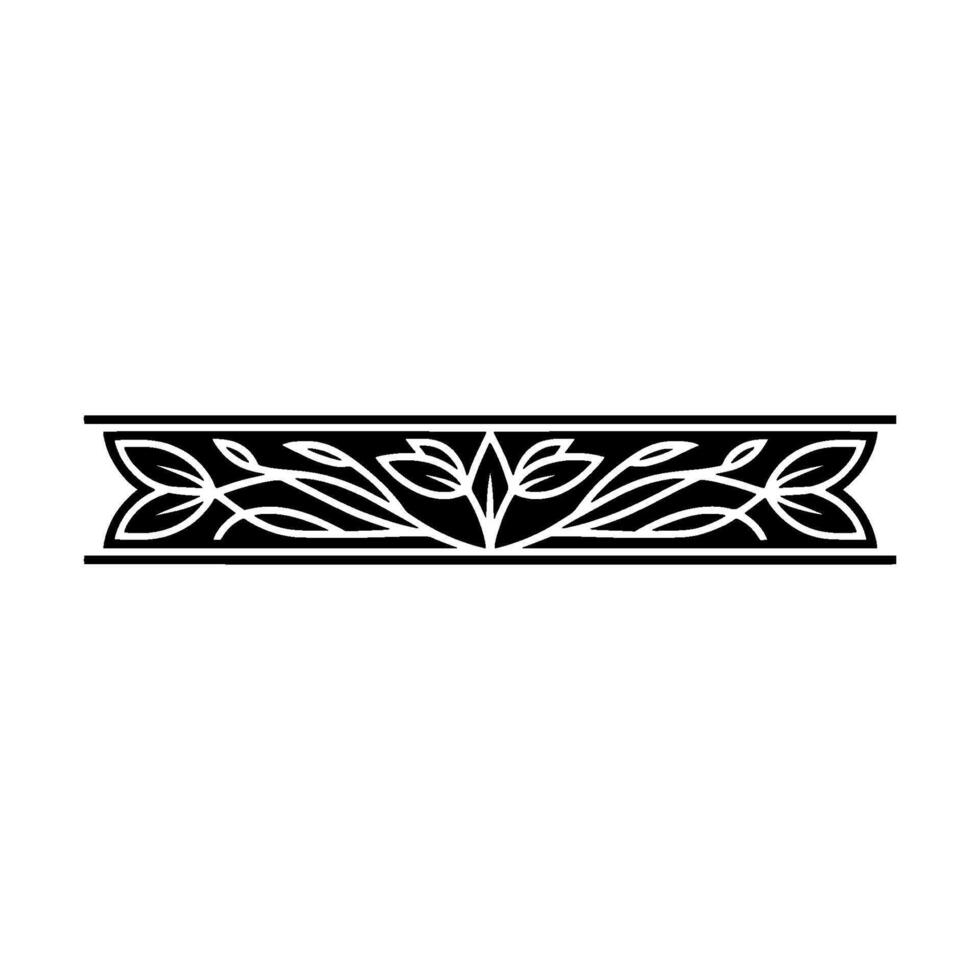 Elegant Floral Border in Black White, Minimalist Style - Decorative vector