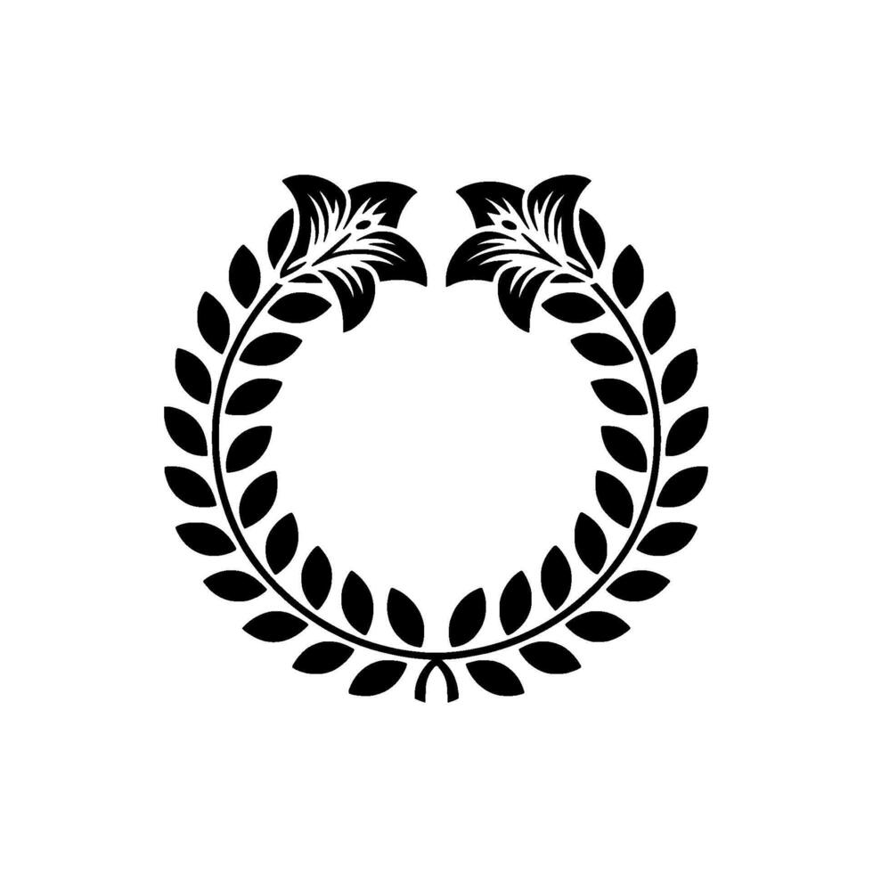 Elegant Black Floral Wreath on White Background - Ornament vector