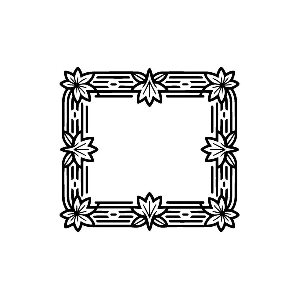 Elegant Black White Floral Frame - Leaf vector