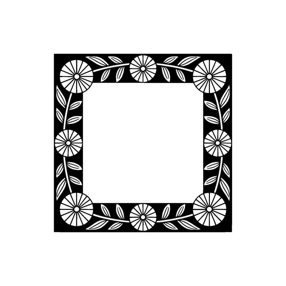 Elegant Black White Floral Frame 1 vector