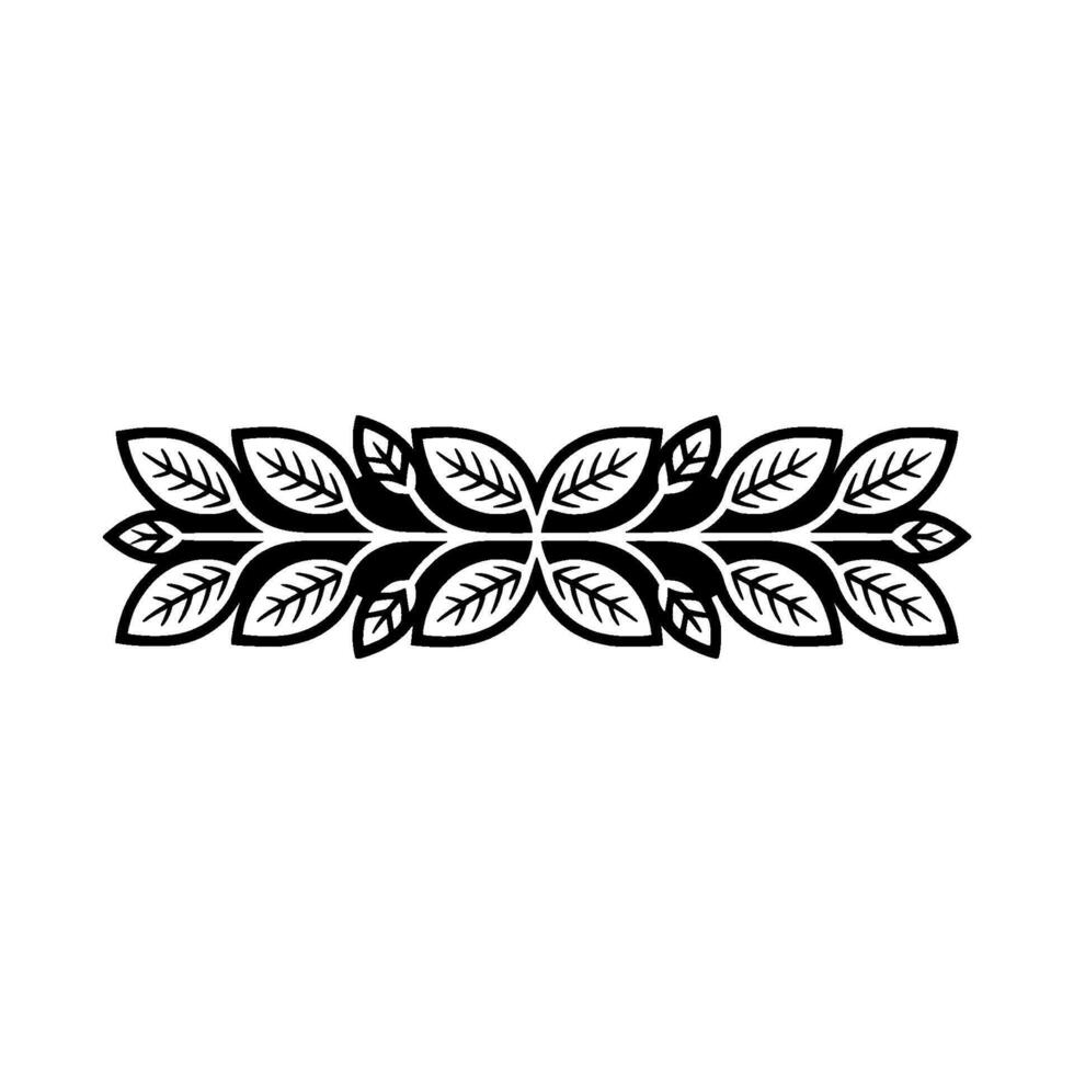 Elegant Leaf Border Black Floral on White vector