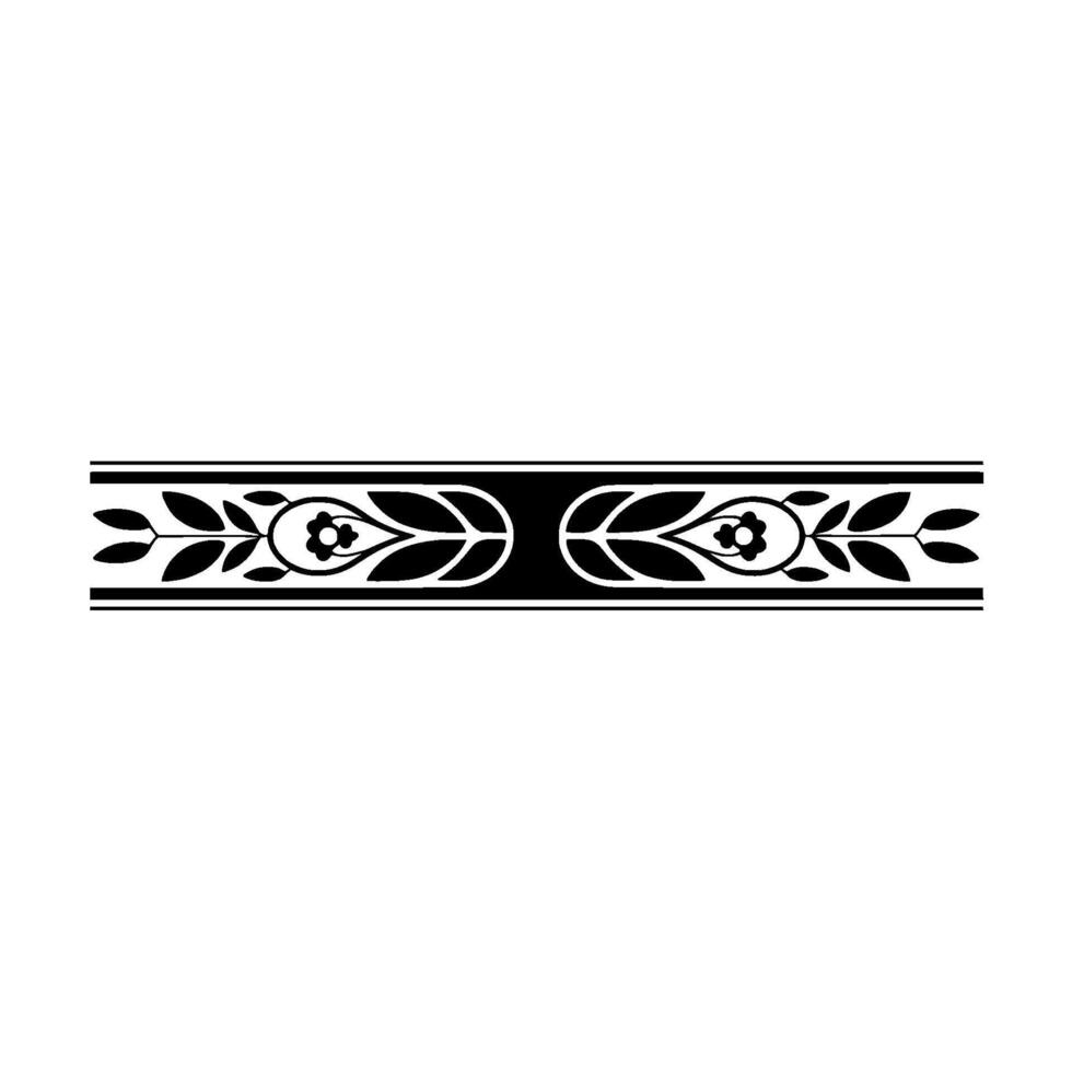 Decorative Floral Border Black on White, Minimalist vector