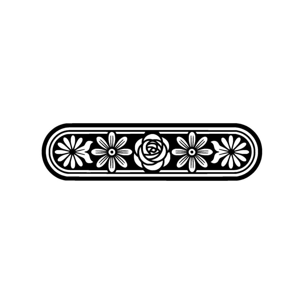 Elegant Floral Border Black and White - Minimalist vector