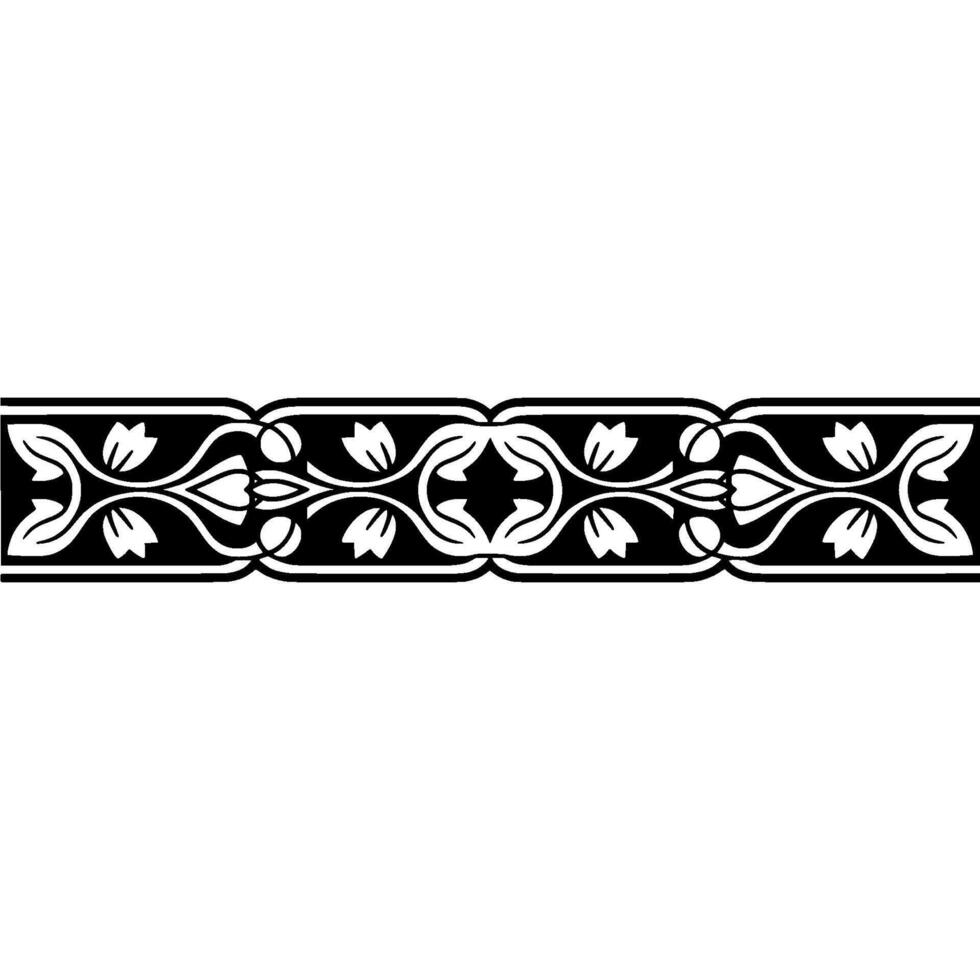 Elegant Black White Floral Border on White Background 3 vector