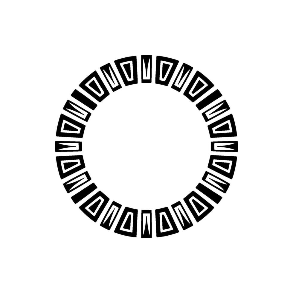 Geometric Black Circle Frame on White Background - Minimalist vector