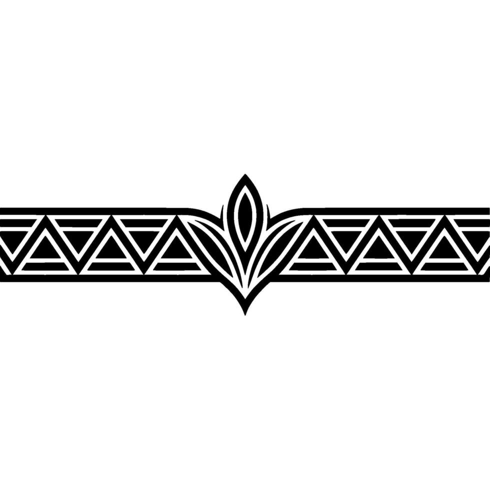 Tribal Patterned Border with Geometric Triangles and Foliage, Black White vector