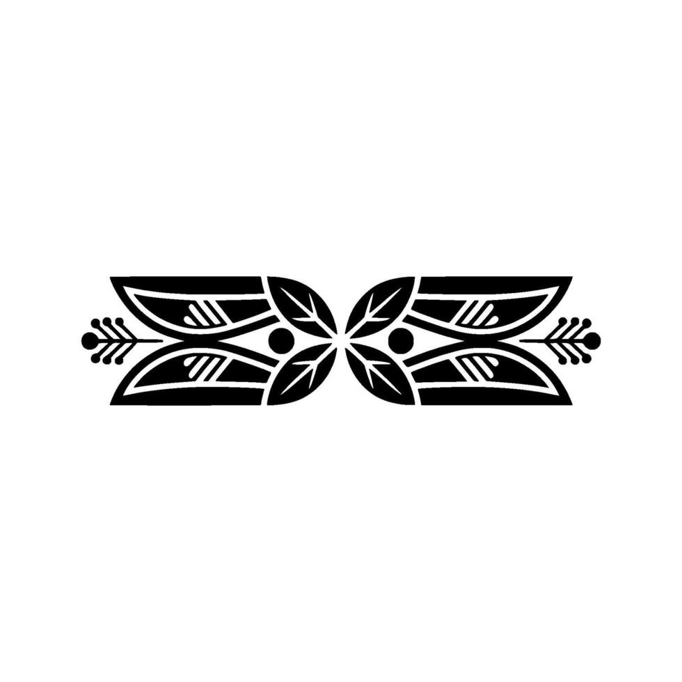 Black White Geometric Floral Divider Ornament, Minimalist vector