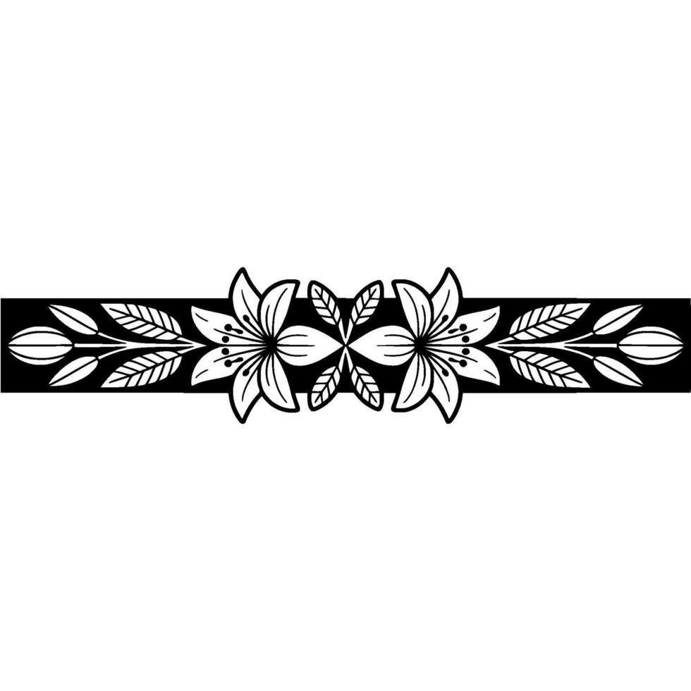 Elegant Floral Border, Black White, , Decorative vector