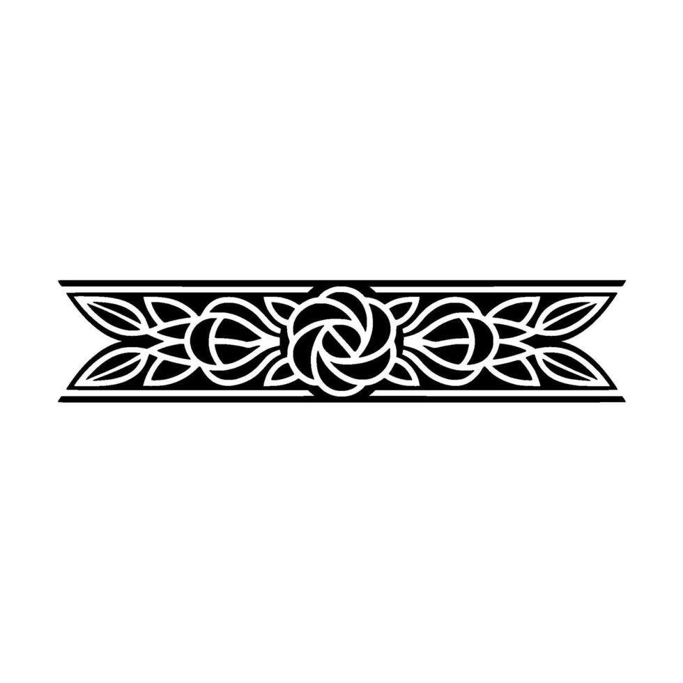 Elegant Black and White Floral Scroll Border Element - Pattern vector
