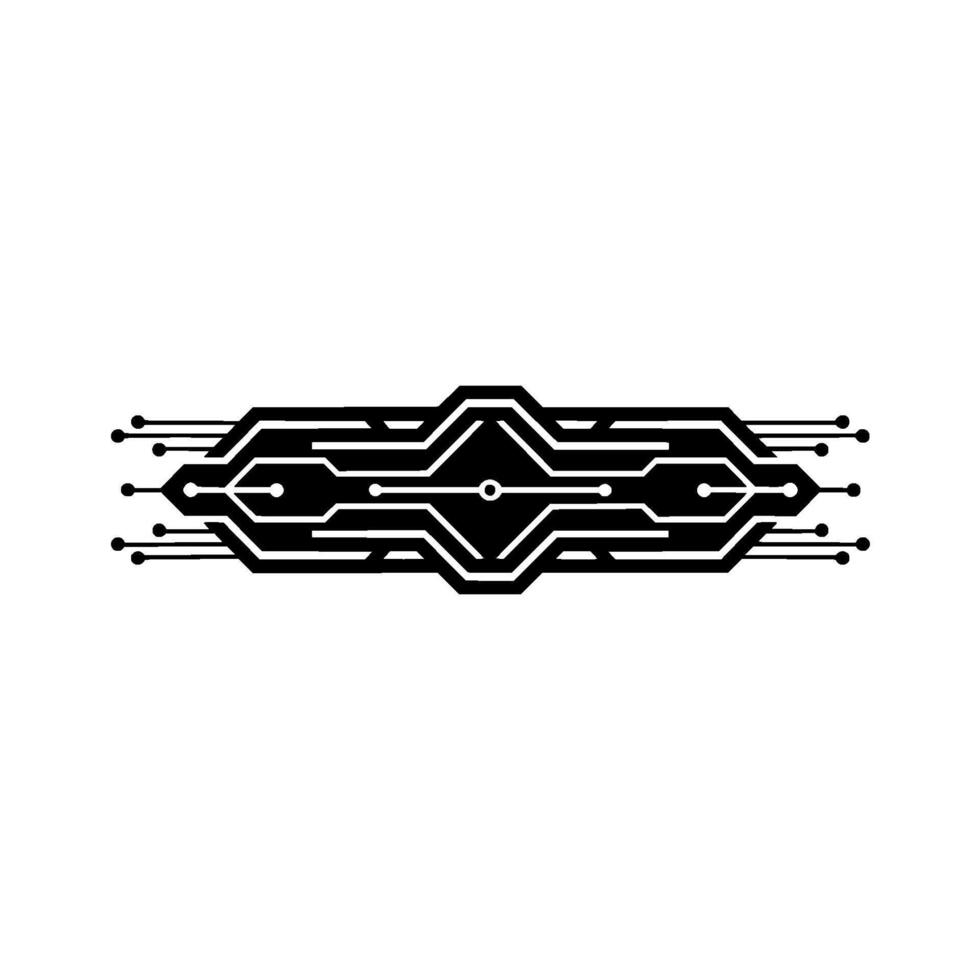 Tech Circuitry Minimalist Black and White Digital Element vector