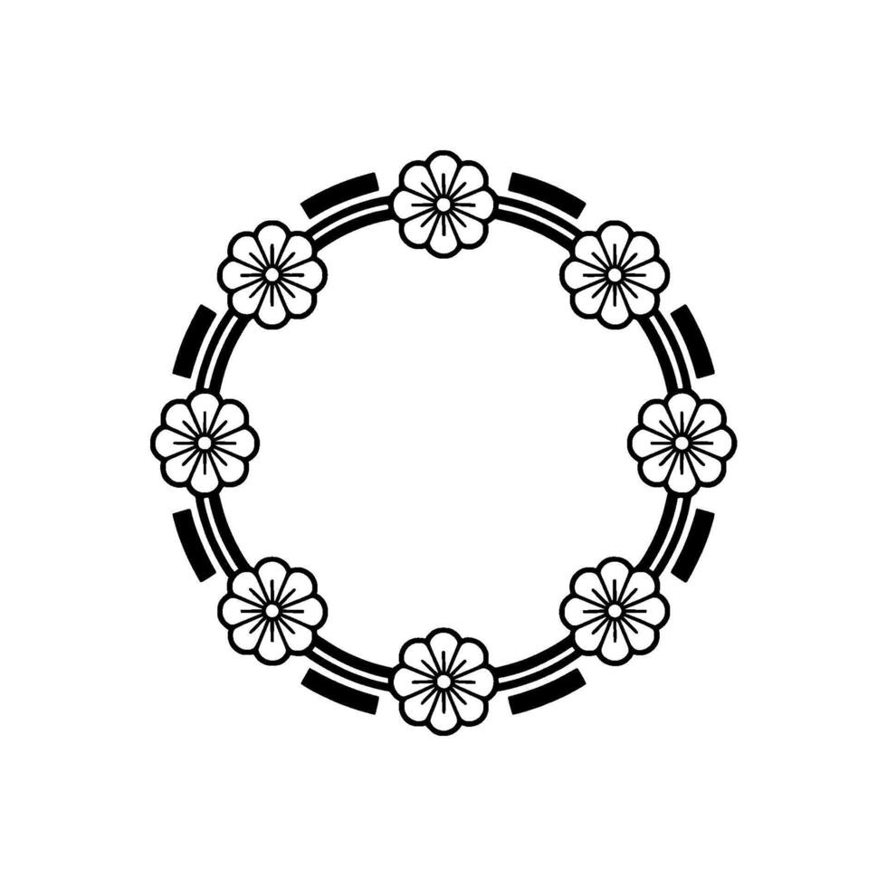 Minimalist Floral Wreath in Black and White 1 vector