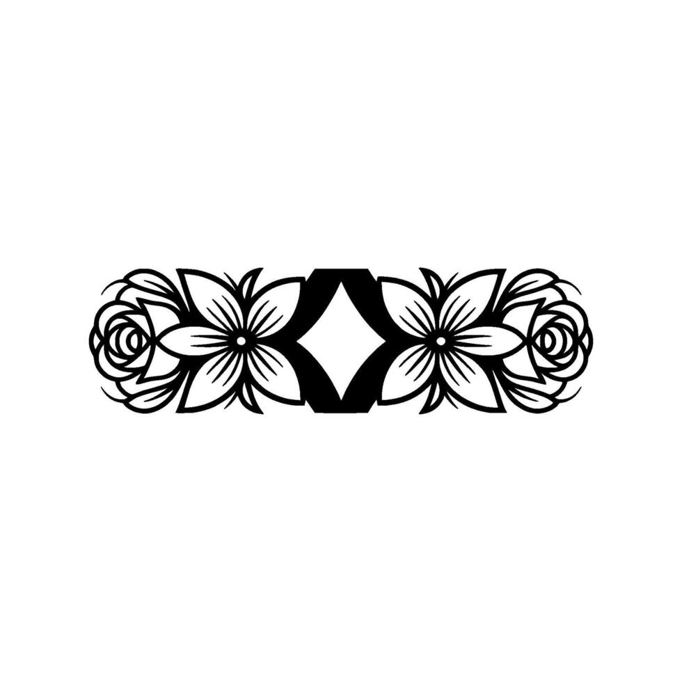 Floral Ornamental Black White, Geometric Elements on Light Background vector