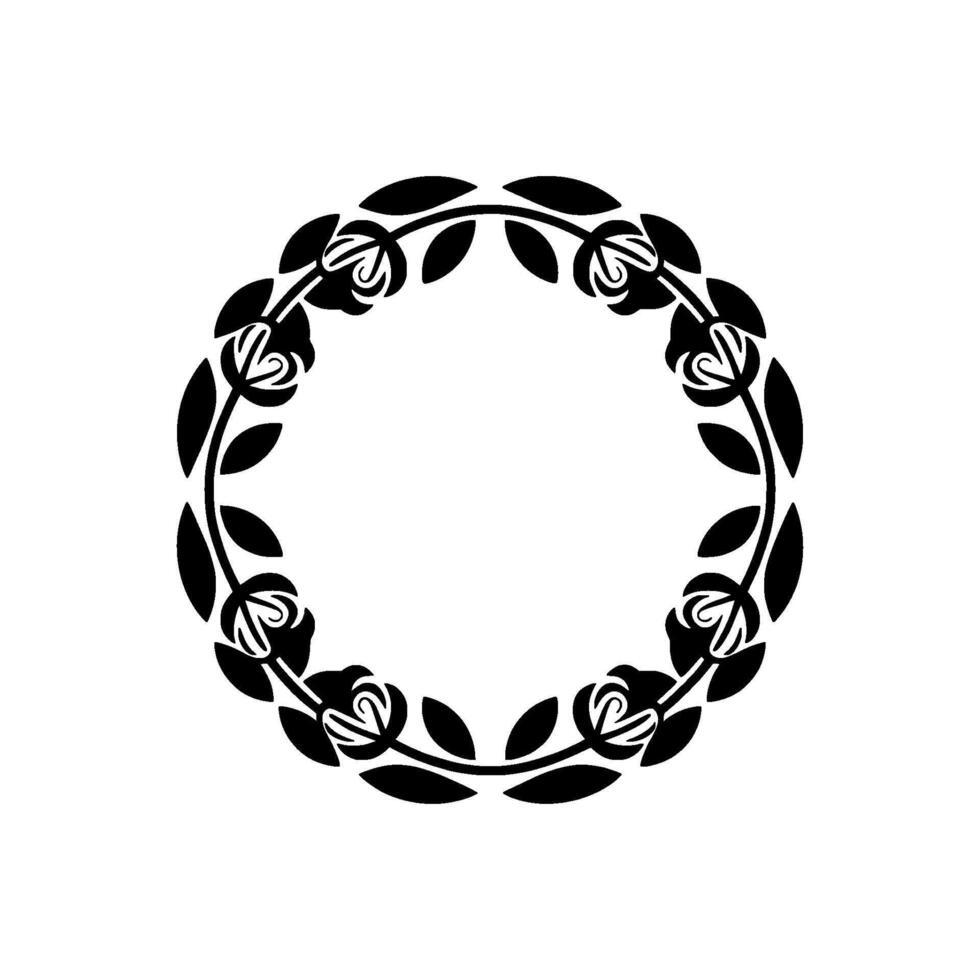 Elegant Black Floral Wreath on White Background 3 vector
