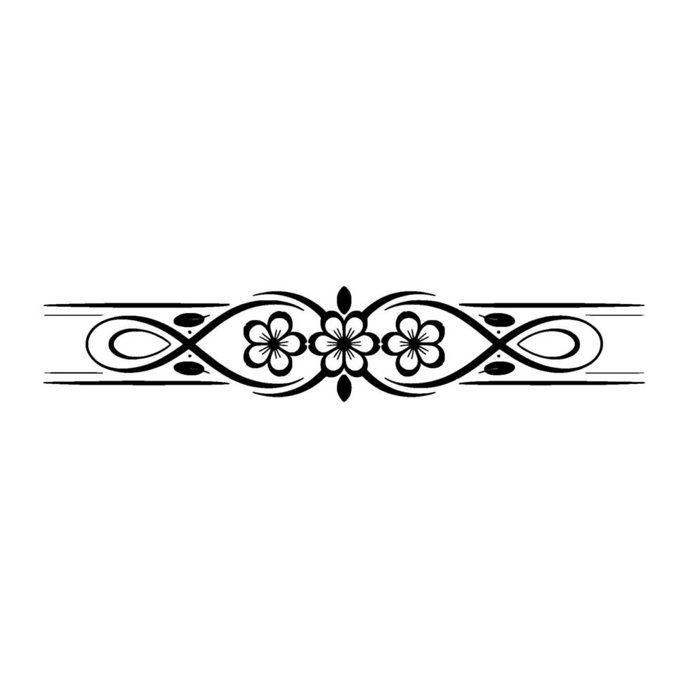 Elegant Floral Border in Black White on Light Background vector