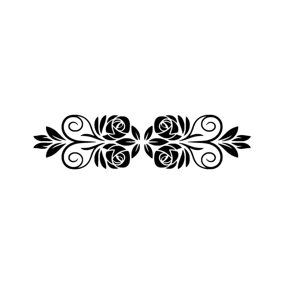 Elegant Black Rose Floral Border on White Background - Roses vector