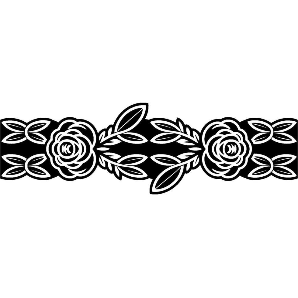 Elegant Black and White Floral Border 15 vector