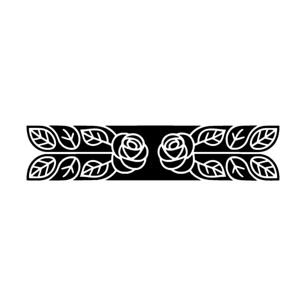 Elegant Floral Border Black and White Rose and Leaf vector