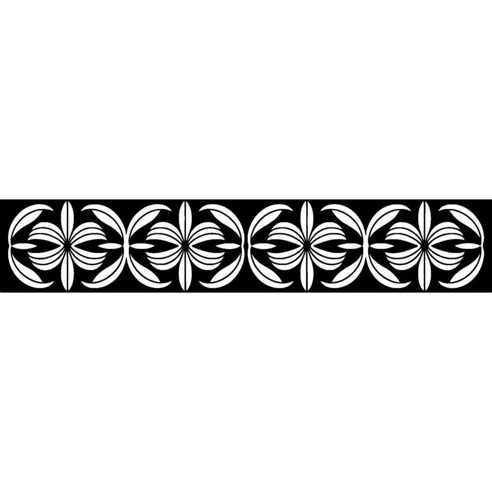 Monochrome Floral Border Pattern Decorative Element vector