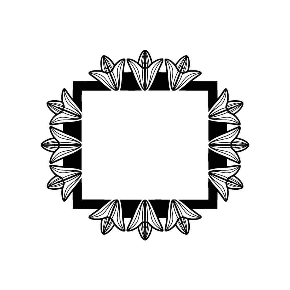 Elegant Black White Floral Frame, Minimalist with Copy Space vector