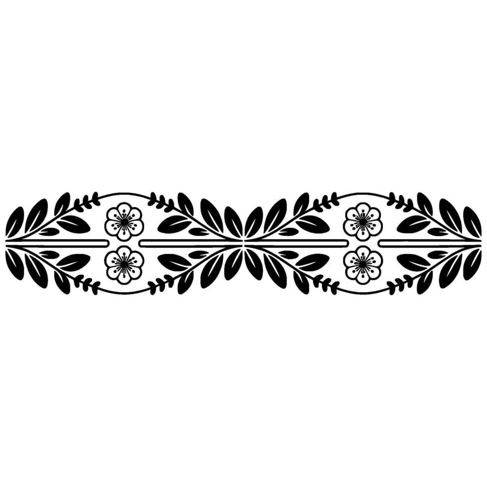 Elegant Black Floral Border on White Background 19 vector