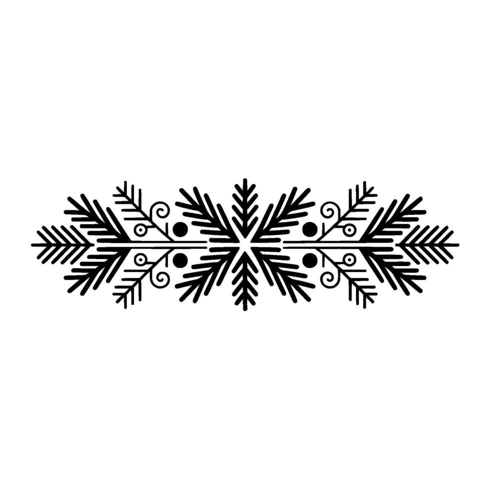 Minimalist Winter Snowflake Border, Black Red, vector