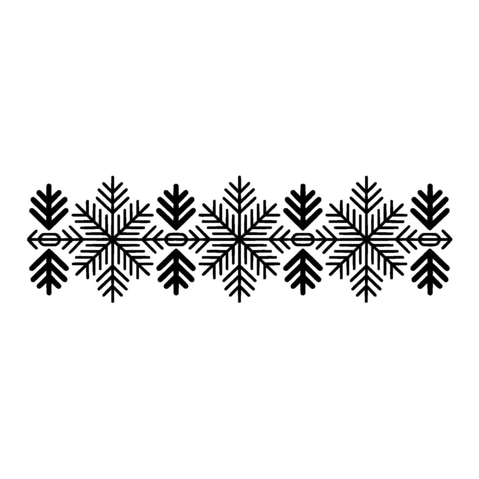 Minimalist Snowflake Border Pattern in Black and White vector