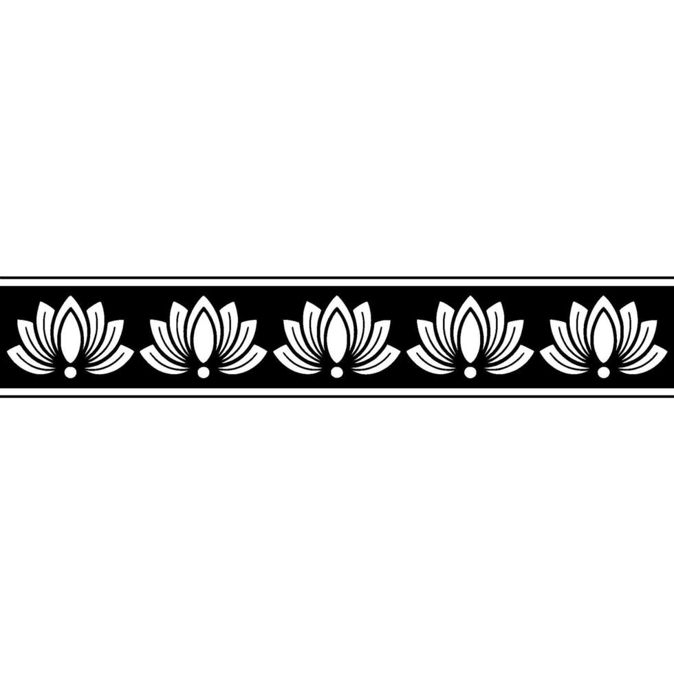 Elegant Lotus Border, Black and White, Minimalist, Decorative Element vector